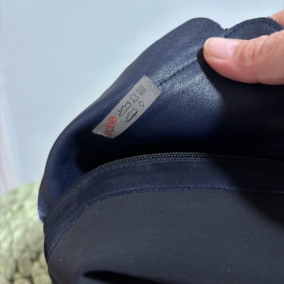 Arche Navy Blue Nubuck Black Snap Block Heel Mid Calf Boots - Picture 8 of 12